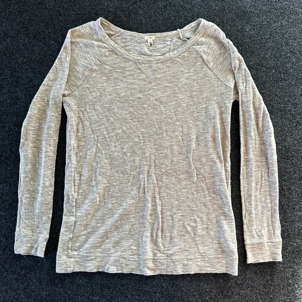 J.Crew Womens XS Oatmeal Heather Cotton Wool Blend Raglan Long Sleeve Top